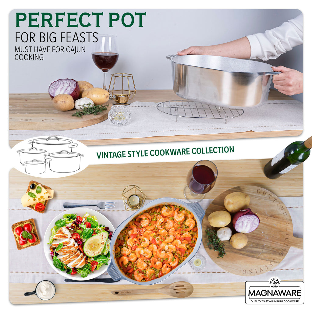 Oval Dutch Oven with Lid – 8 Quart Cast Iron Pot for Braising, Soups & Slow Cooking
