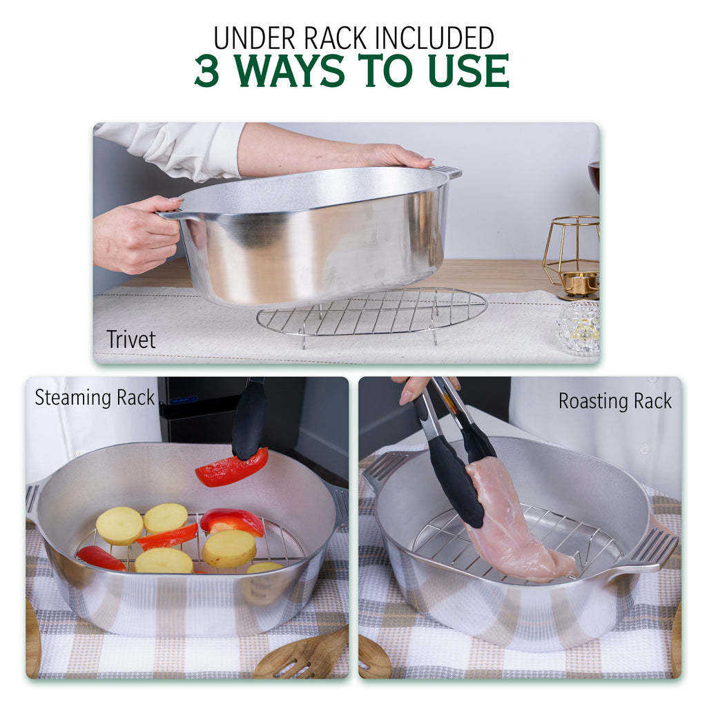 Oval Dutch Oven with Lid – 8 Quart Cast Iron Pot for Braising, Soups & Slow Cooking