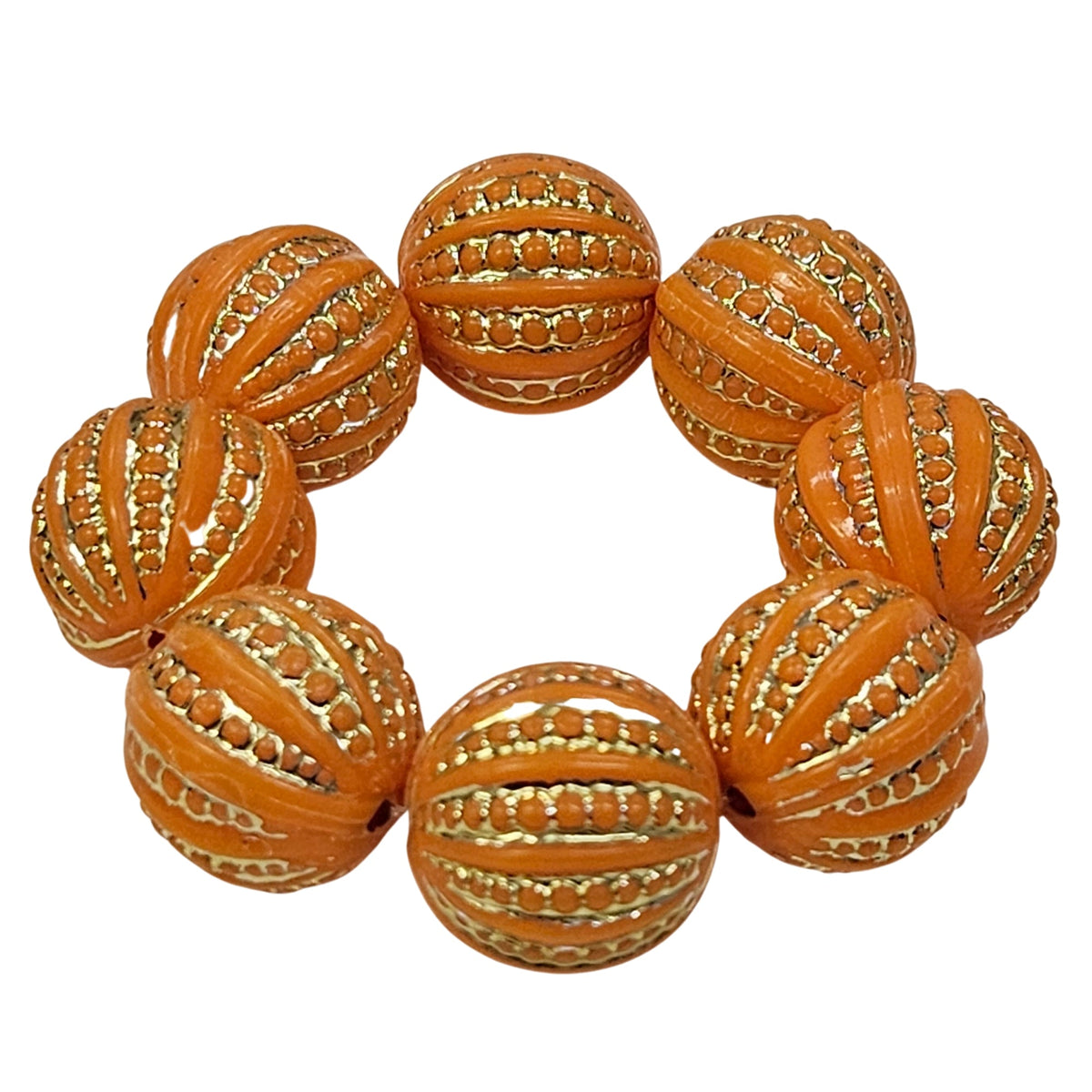 Maison Charlô Orange Beaded Napkin Rings Set of 4 – Handmade Acrylic, Rustic Table Décor | 2.36"