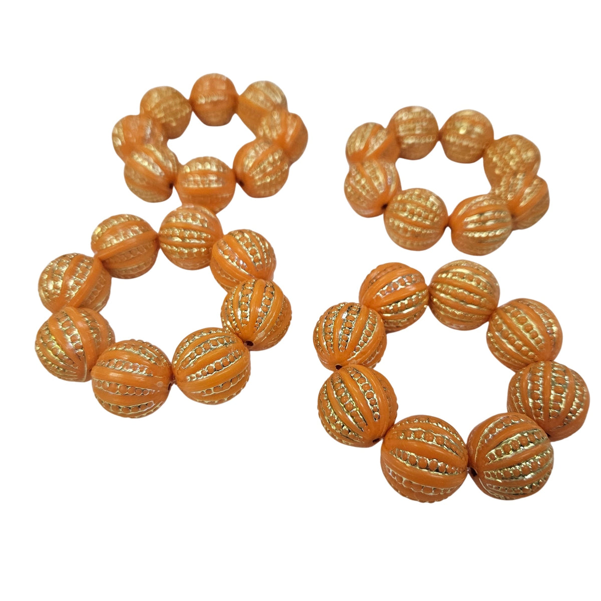 Maison Charlô Orange Beaded Napkin Rings Set of 4 – Handmade Acrylic, Rustic Table Décor | 2.36"