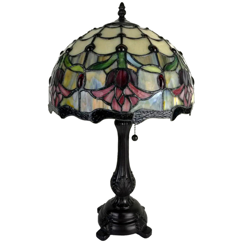 19" Dark Brown Metal Candlestick Table Lamp with Orange Glass Dome Shade – Ambient Home Accent Light
