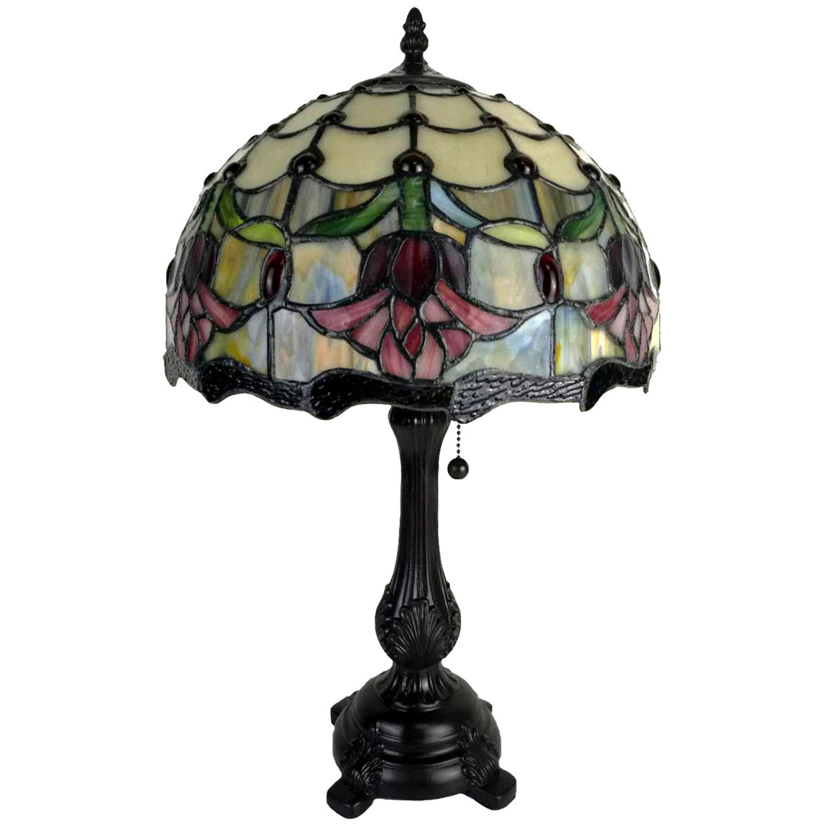 19" Dark Brown Metal Candlestick Table Lamp with Orange Glass Dome Shade – Ambient Home Accent Light
