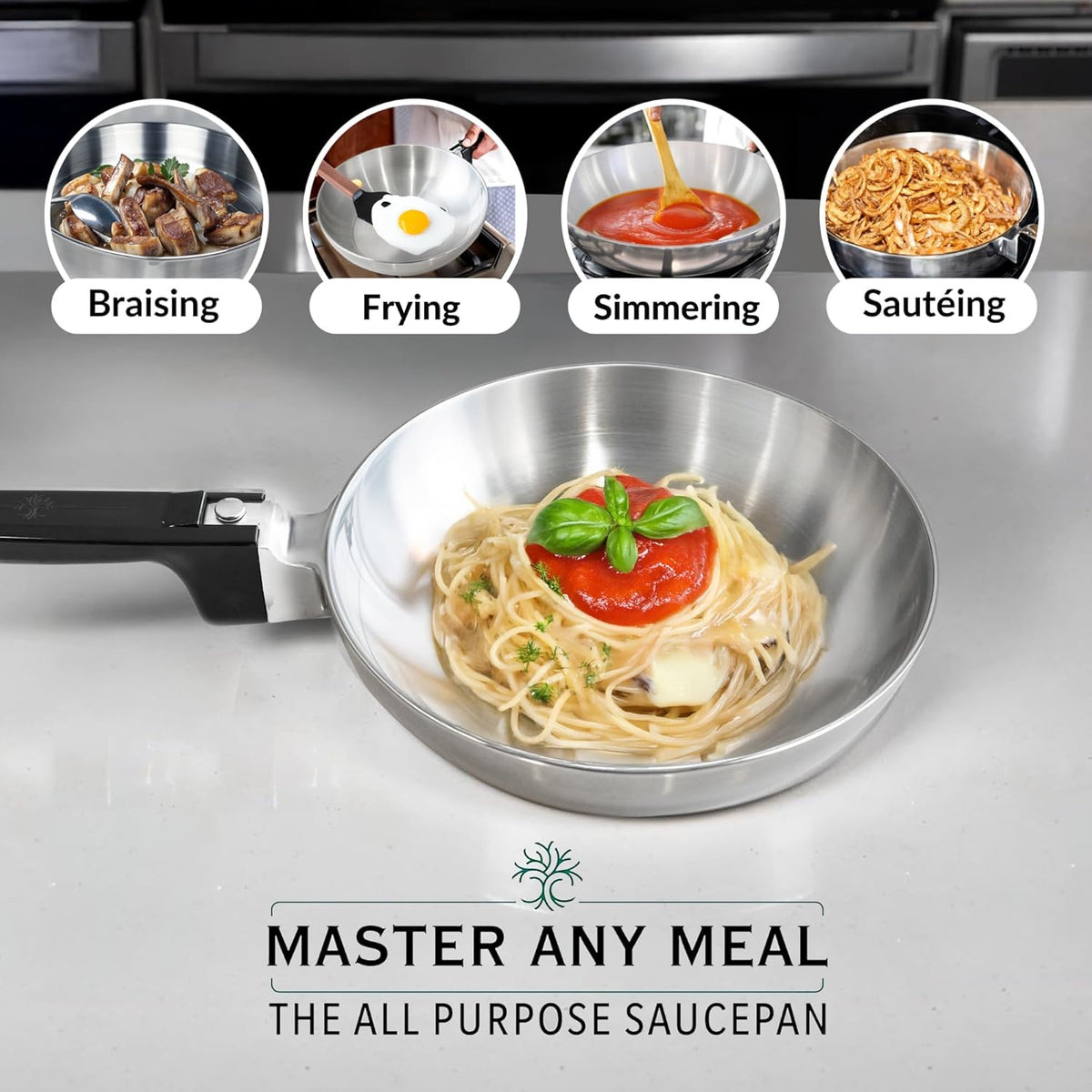 11-Inch Chef Skillet – Quick & Even Heat Distribution – Lightweight Cast Aluminum Frying Pan