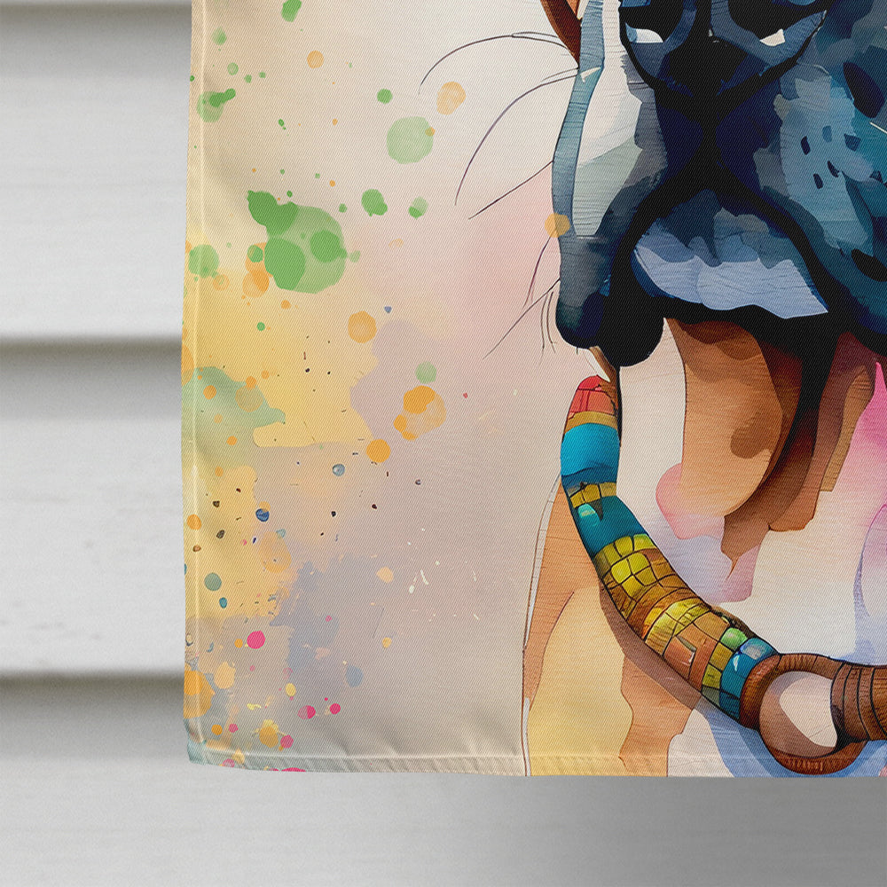 Boxer Dog Hippie Dawg Decorative House Flag – Double-Sided, Heavy-Duty Polyester | 28" × 40"