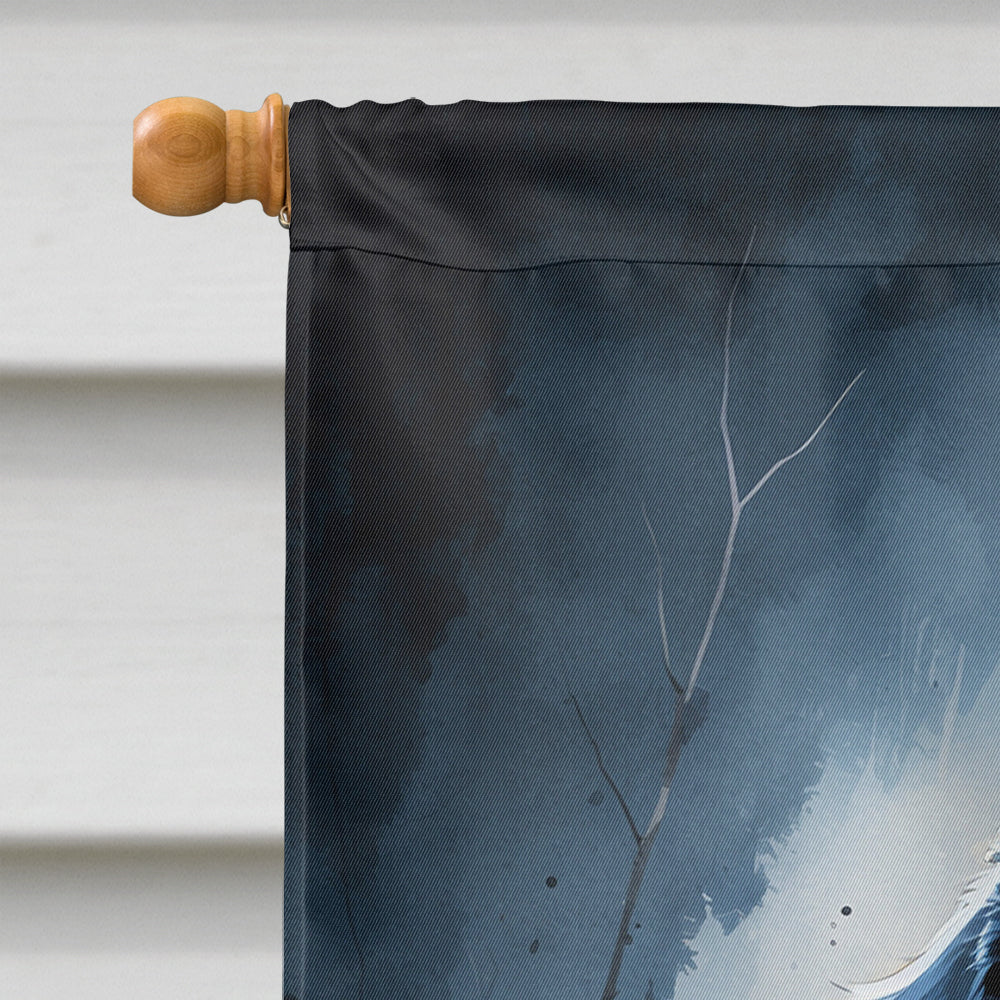 Black Newfoundland Puppy Halloween House Flag – Double-Sided, Heavy-Duty Polyester | 28" × 40"