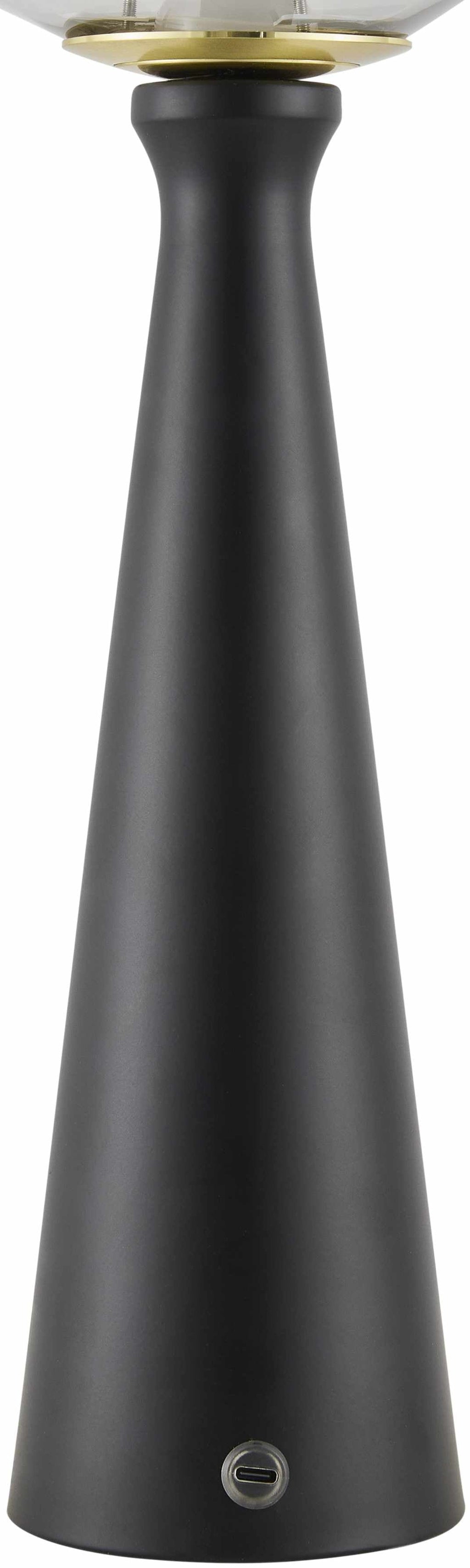 Dinteloord Black Iron & Charcoal Glass Table Lamp – Traditional 3-Way Accent Light | 14"H × 8"W