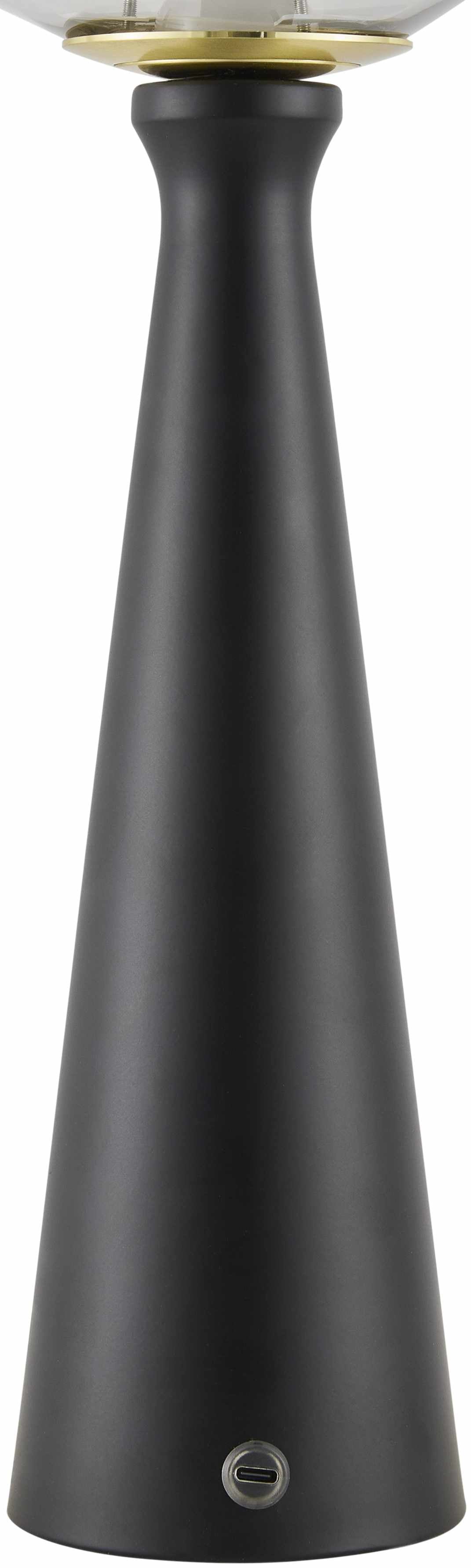 Dinteloord Black Iron & Charcoal Glass Table Lamp – Traditional 3-Way Accent Light | 14"H × 8"W