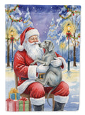 Weimaraner Santa Claus Christmas Garden Flag – Double-Sided, Weatherproof Polyester | 11.25" × 15.5"