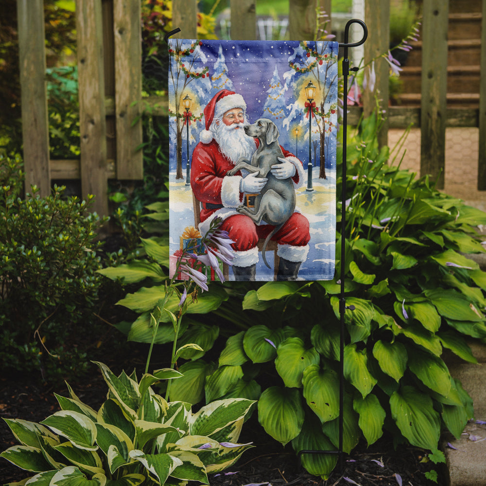 Weimaraner Santa Claus Christmas Garden Flag – Double-Sided, Weatherproof Polyester | 11.25" × 15.5"
