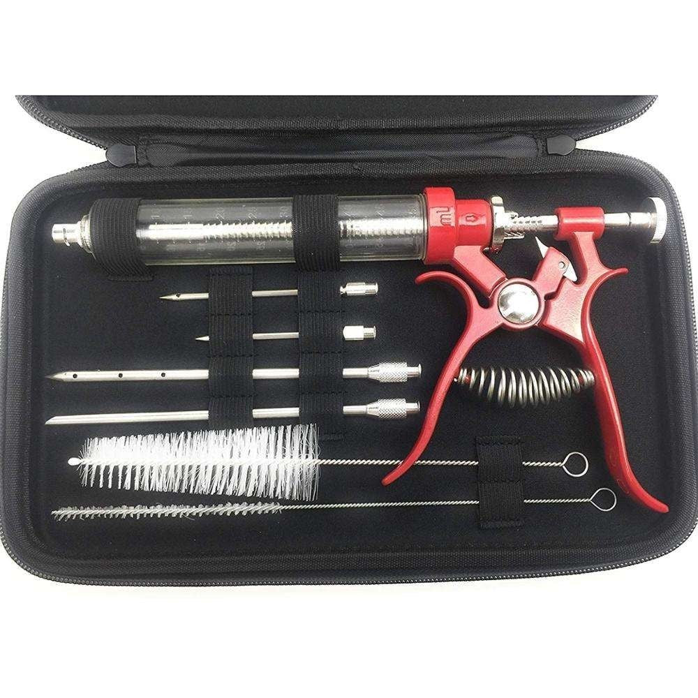 BBQ Meat Marinade Injector with Case – Pistol Grip Flavor Injector for Smoking, Grilling & Roasting