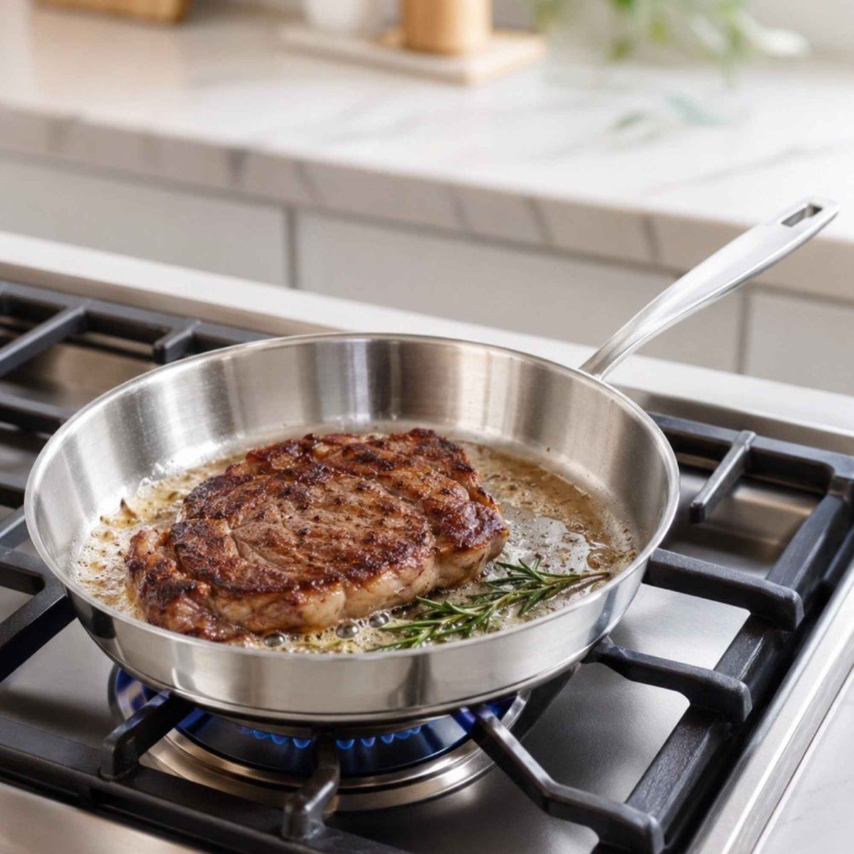 5-Ply Stainless Steel Frying Pan – Professional Non-Stick Skillet for Stovetop & Oven