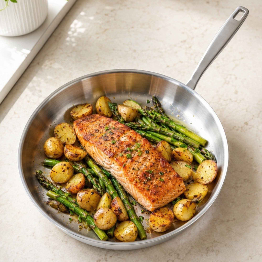 5-Ply Stainless Steel Frying Pan – Professional Non-Stick Skillet for Stovetop & Oven