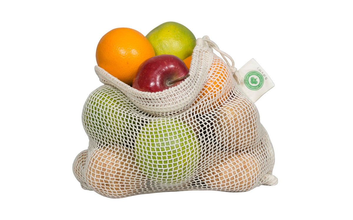 Organic Cotton Mesh Produce Bags – Reusable, Washable & Eco-Friendly | Sets of 6–8 | Ethically Sourced
