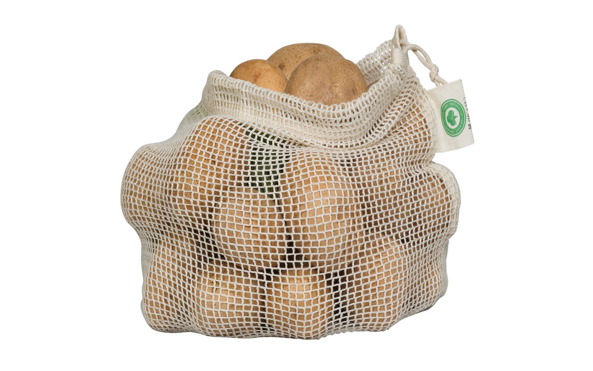 Organic Cotton Mesh Produce Bags – Reusable, Washable & Eco-Friendly | Sets of 6–8 | Ethically Sourced
