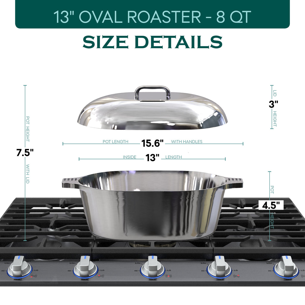 Oval Dutch Oven with Lid – 8 Quart Cast Iron Pot for Braising, Soups & Slow Cooking