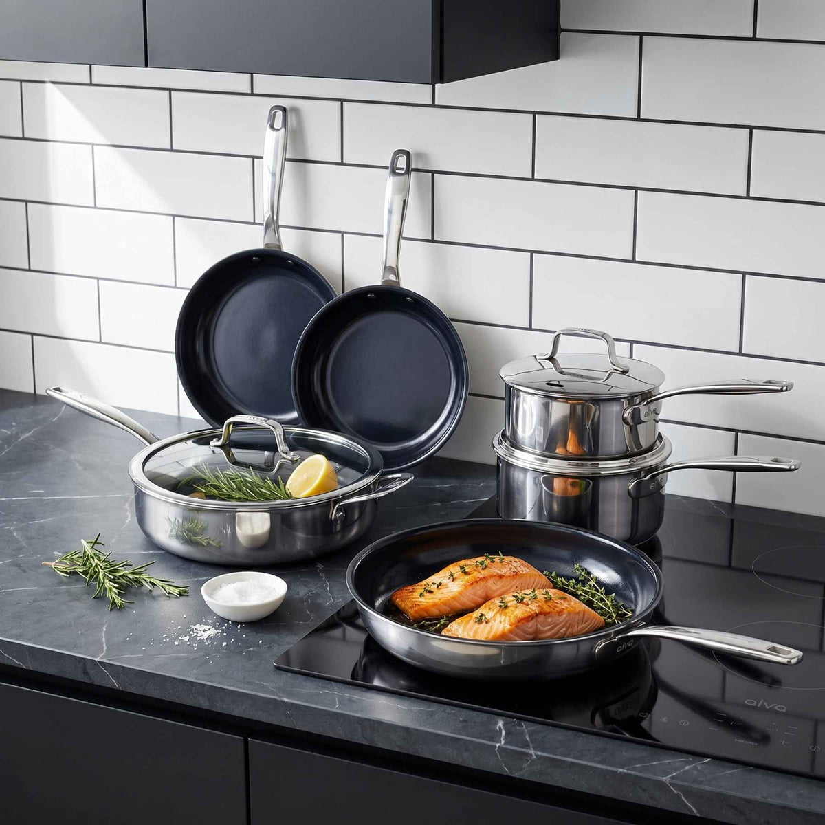 7-Piece Hybrid Cookware Set – Nonstick & Stainless Steel Pots and Pans Set for Every Cooktop