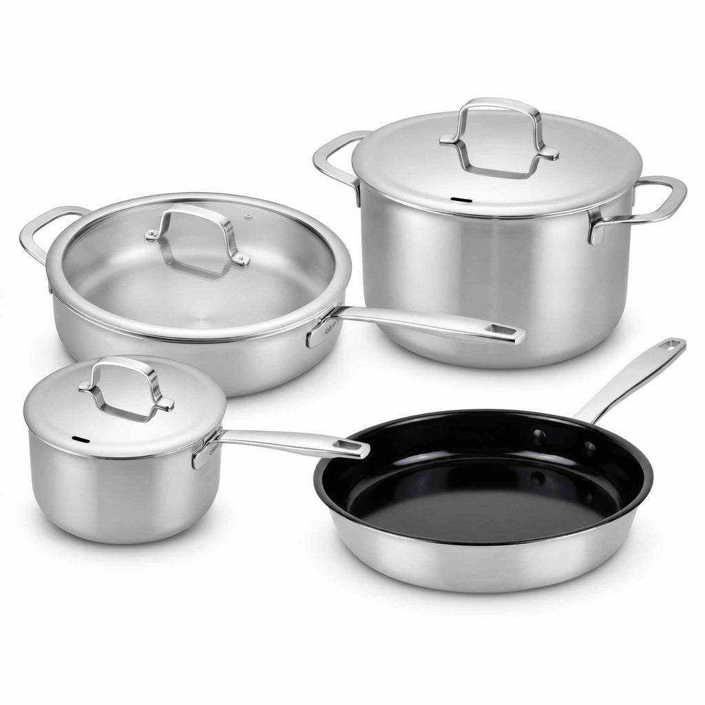 7-Piece Hybrid Cookware Set – Nonstick & Stainless Steel Pots and Pans Set for Every Cooktop